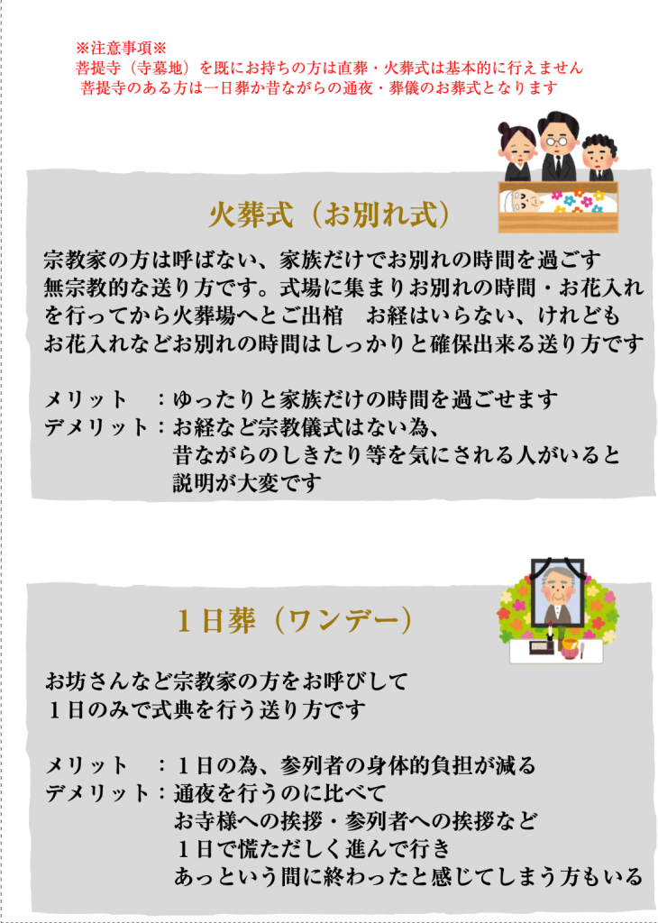 お別れ式（火葬式）とワンデー